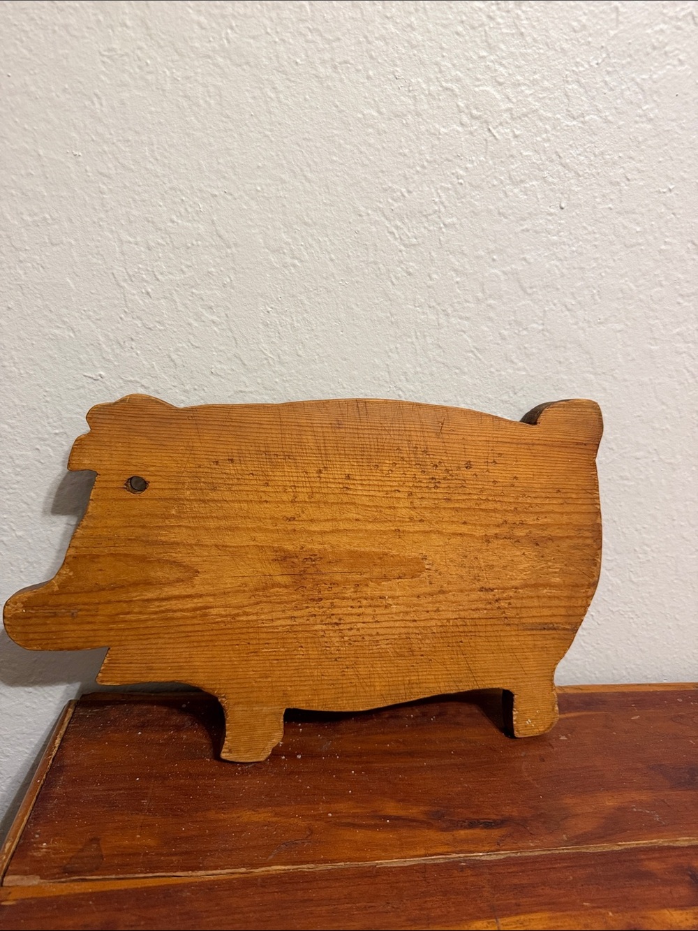 Vintage handmade Pig shaped cutting board cottagecore farmhouse granny rustic